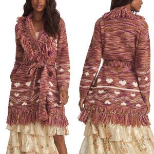 NWT LoveShackFancy Wyatt Fringed Duster Cardigan - Size: XS/S